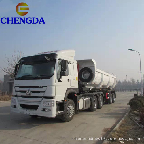 Heavy Duty Sinotruck Triaxles 4 Axle 60tons Stone Tipper Dump Semi Trailer